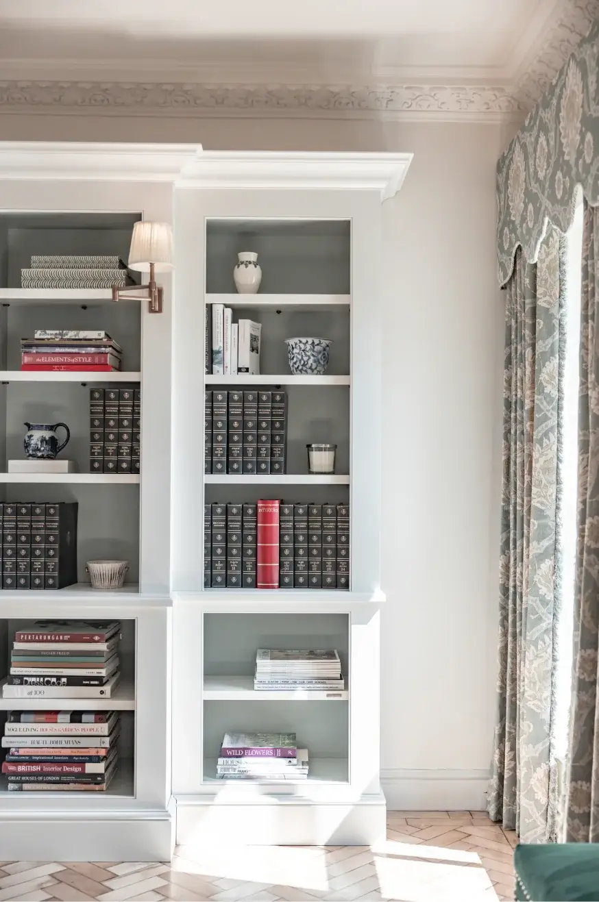 White Fitted Bookcase by a window