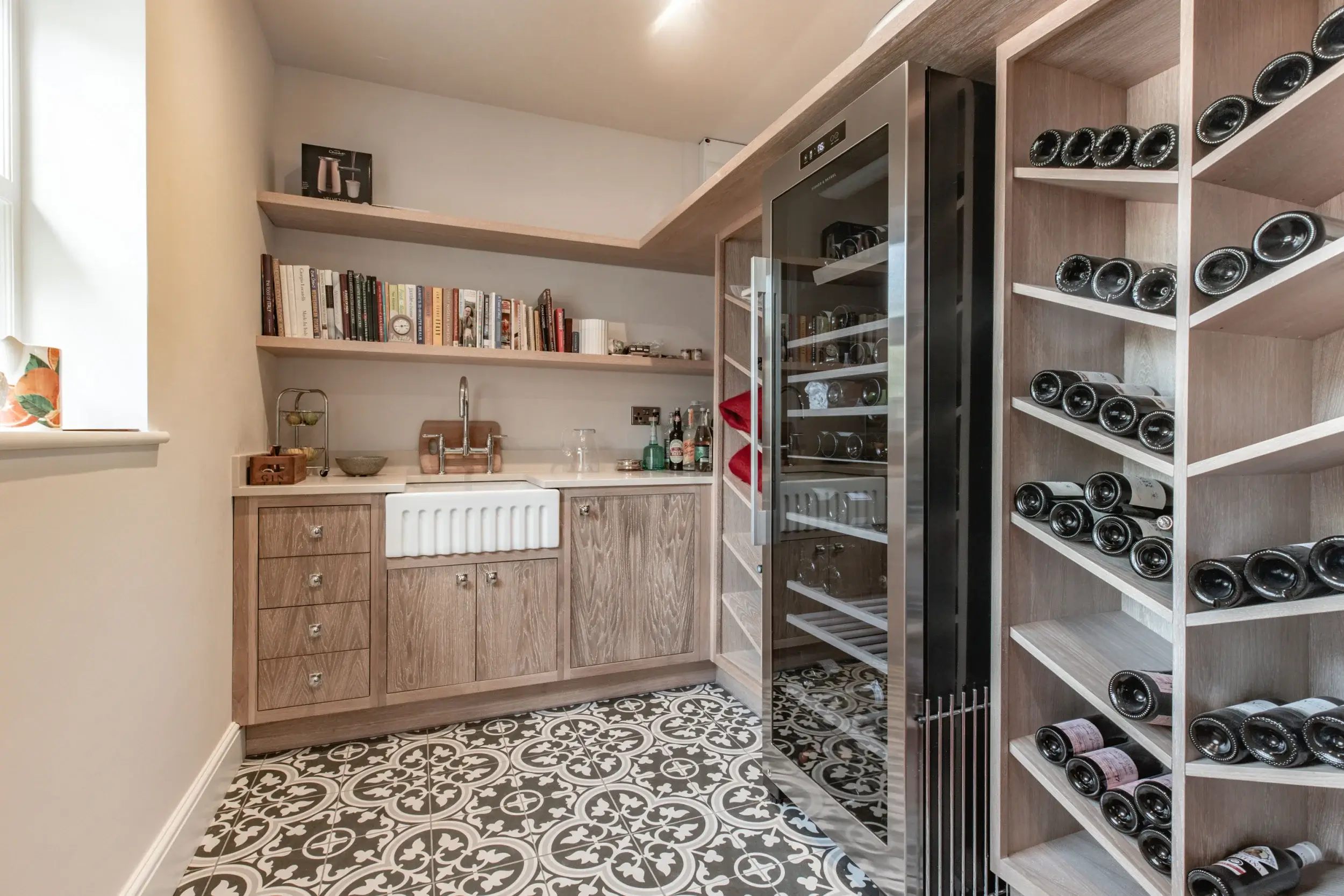 Bespoke Utility Room with wine storage and farmhouse sink