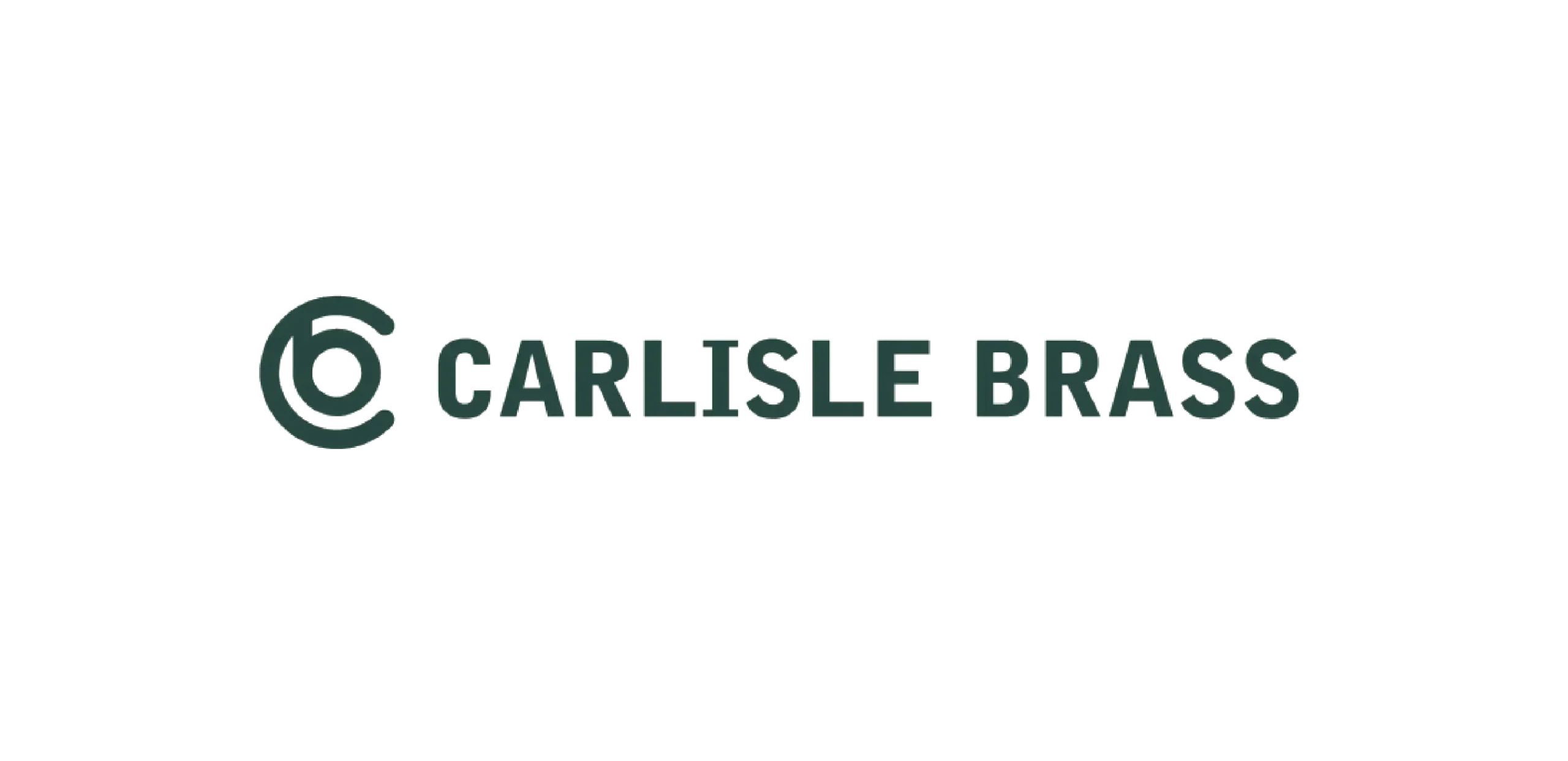 Carlisle Brass logo with a circular double-ring emblem to left and bold green text reading "CARLISLE BRASS" on a white background